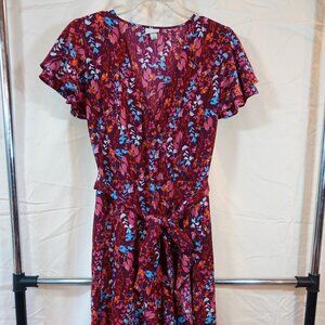 A New Day Floral Midi Faux Wrap Dress (size S) Sundress